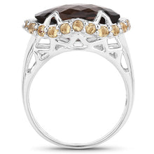 Load image into Gallery viewer, 9.58 Carat Genuine Smoky Quartz and Citrine .925 Sterling Silver Ring
