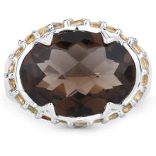 Load image into Gallery viewer, 9.58 Carat Genuine Smoky Quartz and Citrine .925 Sterling Silver Ring
