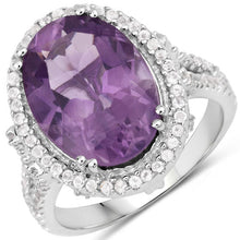 Load image into Gallery viewer, 5.55 Carat Genuine Amethyst &amp; White Topaz .925 Sterling Silver Ring
