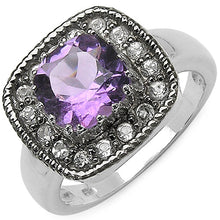 Load image into Gallery viewer, 2.53 Carat Genuine Amethyst &amp; Tanzanite .925 Sterling Silver Ring
