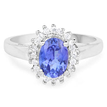Load image into Gallery viewer, 1.45 Carat Genuine Tanzanite and White Zircon .925 Sterling Silver Ring

