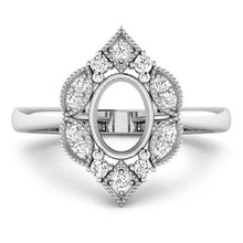 Load image into Gallery viewer, 0.20 Carat Genuine White Diamond 14K White Gold Semi Mount Ring - holds 8x6mm Oval Gemstone

