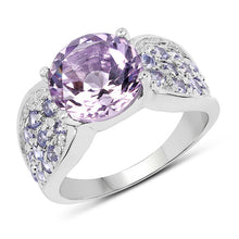 Load image into Gallery viewer, 4.07 Carat Genuine Amethyst &amp; Tanzanite .925 Sterling Silver Ring
