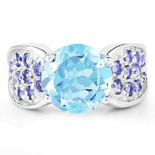Load image into Gallery viewer, 4.77 Carat Genuine Blue Topaz and Tanzanite .925 Sterling Silver Ring
