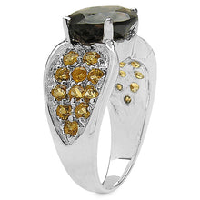 Load image into Gallery viewer, 3.78 Carat Genuine Smoky Quartz &amp; Citrine .925 Sterling Silver Ring
