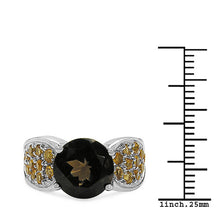 Load image into Gallery viewer, 3.78 Carat Genuine Smoky Quartz &amp; Citrine .925 Sterling Silver Ring
