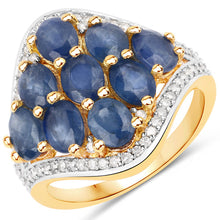 Load image into Gallery viewer, 3.39 Carat Genuine Blue Sapphire and White Diamond .925 Sterling Silver Ring
