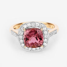 Load image into Gallery viewer, 2.71 Carat Genuine Royal Pink Tourmaline and White Diamond 14K Yellow Gold Ring
