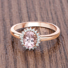 Load image into Gallery viewer, 0.81 Carat Genuine Morganite and White Diamond 14K Rose Gold Ring

