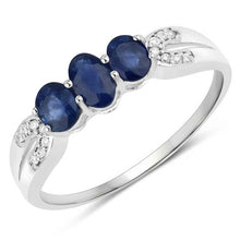 Load image into Gallery viewer, 0.73 Carat Genuine Blue Sapphire and White Diamond 14K White Gold Ring
