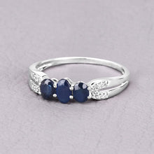 Load image into Gallery viewer, 0.73 Carat Genuine Blue Sapphire and White Diamond 14K White Gold Ring
