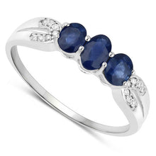 Load image into Gallery viewer, 0.73 Carat Genuine Blue Sapphire and White Diamond 14K White Gold Ring
