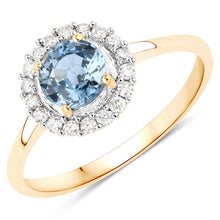 Load image into Gallery viewer, 1.03 Carat Genuine Blue Sapphire and White Diamond 14K Yellow Gold Ring
