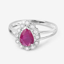 Load image into Gallery viewer, 1.31 Carat Genuine Ruby and White Diamond 10K White Gold Ring
