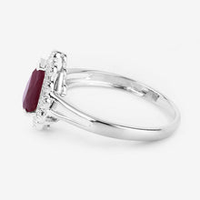 Load image into Gallery viewer, 1.31 Carat Genuine Ruby and White Diamond 14K White Gold Ring
