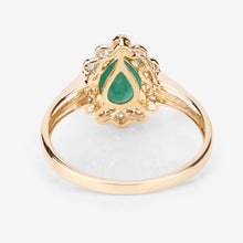 Load image into Gallery viewer, 1.22 Carat Genuine Zambian Emerald and White Diamond 14K Yellow Gold Ring
