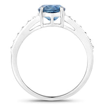 Load image into Gallery viewer, 1.90 Carat Genuine Blue Sapphire and White Diamond 14K White Gold Ring
