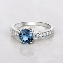 Load image into Gallery viewer, 1.90 Carat Genuine Blue Sapphire and White Diamond 14K White Gold Ring
