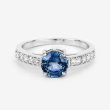 Load image into Gallery viewer, 1.90 Carat Genuine Blue Sapphire and White Diamond 14K White Gold Ring
