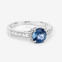 Load image into Gallery viewer, 1.90 Carat Genuine Blue Sapphire and White Diamond 14K White Gold Ring
