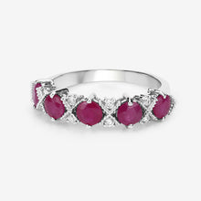 Load image into Gallery viewer, 1.61 Carat Genuine Ruby and White Diamond 14K White Gold Ring
