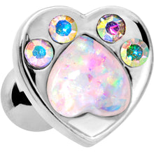 Load image into Gallery viewer, 16G 1/4 Pink Faux Opal Paw Print Heart Cartilage Tragus Earring
