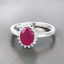 Load image into Gallery viewer, 1.58 Carat Genuine Ruby and White Diamond 10K White Gold Ring
