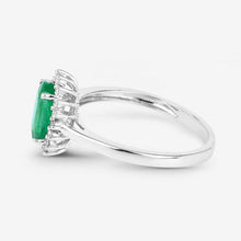 Load image into Gallery viewer, 1.34 Carat Genuine Zambian Emerald and White Diamond 10K White Gold Ring
