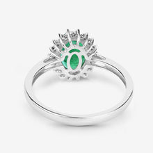 Load image into Gallery viewer, 1.34 Carat Genuine Zambian Emerald and White Diamond 10K White Gold Ring

