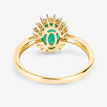 Load image into Gallery viewer, 1.34 Carat Genuine Zambian Emerald and White Diamond 14K Yellow Gold Ring
