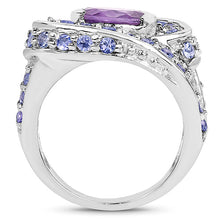 Load image into Gallery viewer, 2.76 Carat Genuine Amethyst and Tanzanite .925 Sterling Silver Ring
