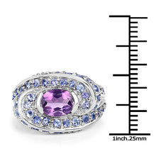 Load image into Gallery viewer, 2.76 Carat Genuine Amethyst and Tanzanite .925 Sterling Silver Ring
