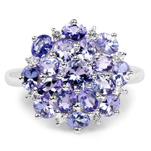 Load image into Gallery viewer, 3.37 Carat Genuine Tanzanite and White Topaz .925 Sterling Silver Ring
