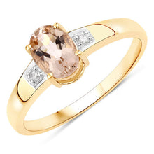 Load image into Gallery viewer, 0.73 Carat Genuine Morganite and White Diamond 14K Yellow Gold Ring
