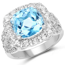 Load image into Gallery viewer, 5.17 Carat Genuine Blue Topaz and White Topaz .925 Sterling Silver Ring
