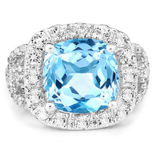 Load image into Gallery viewer, 5.17 Carat Genuine Blue Topaz and White Topaz .925 Sterling Silver Ring
