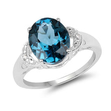 Load image into Gallery viewer, 4.26 Carat Genuine London Blue Topaz &amp; White Topaz .925 Sterling Silver Ring
