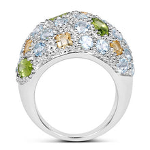 Load image into Gallery viewer, 11.38 Carat Genuine Peridot, Citrine and Blue Topaz .925 Sterling Silver Ring
