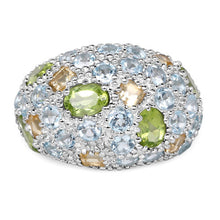 Load image into Gallery viewer, 11.38 Carat Genuine Peridot, Citrine and Blue Topaz .925 Sterling Silver Ring
