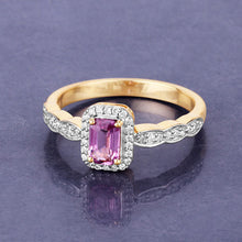 Load image into Gallery viewer, 0.80 Carat Genuine Pink Sapphire and White Diamond 14K Yellow Gold Ring
