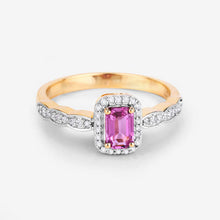 Load image into Gallery viewer, 0.80 Carat Genuine Pink Sapphire and White Diamond 14K Yellow Gold Ring
