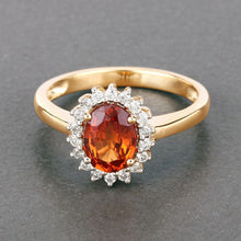 Load image into Gallery viewer, 1.87 Carat Genuine Spessartite Garnet and White Diamond 14K Yellow Gold Ring
