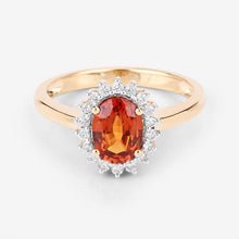 Load image into Gallery viewer, 1.87 Carat Genuine Spessartite Garnet and White Diamond 14K Yellow Gold Ring
