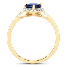 Load image into Gallery viewer, 0.73 Carat Genuine Blue Sapphire and White Diamond 14K Yellow Gold Ring
