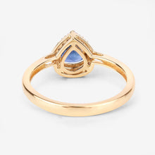 Load image into Gallery viewer, 0.73 Carat Genuine Blue Sapphire and White Diamond 14K Yellow Gold Ring
