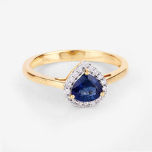 Load image into Gallery viewer, 0.73 Carat Genuine Blue Sapphire and White Diamond 14K Yellow Gold Ring
