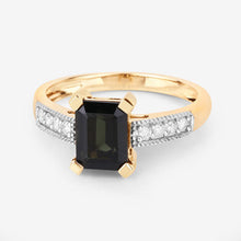 Load image into Gallery viewer, 1.91 Carat Genuine Green Tourmaline and White Diamond 14K Yellow Gold Ring

