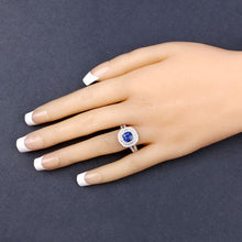 Load image into Gallery viewer, 1.96 Carat Genuine Blue Sapphire and White Diamond 18K White Gold Ring

