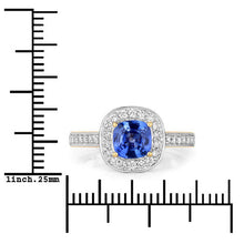 Load image into Gallery viewer, 1.31 Carat Genuine Blue Sapphire and White Diamond 18K Yellow Gold Ring
