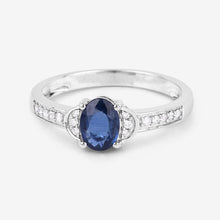 Load image into Gallery viewer, 1.05 Carat Genuine Blue Sapphire and White Diamond 10K White Gold Ring
